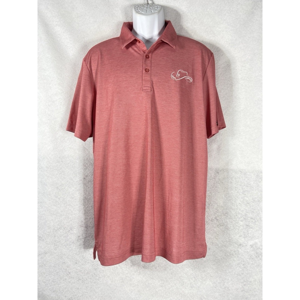 Travis Mathew Golf Polo Shirt Mens Large Red Short Sleeve Stretch Preppy EUC